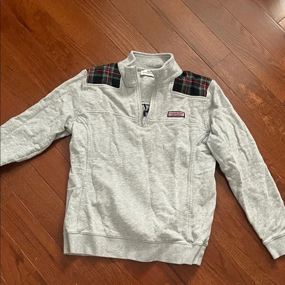 Women’s vineyard vines Quarter-Zip Shep shirt Sweater with tartan Plaid Accents - Picture 1 of 2